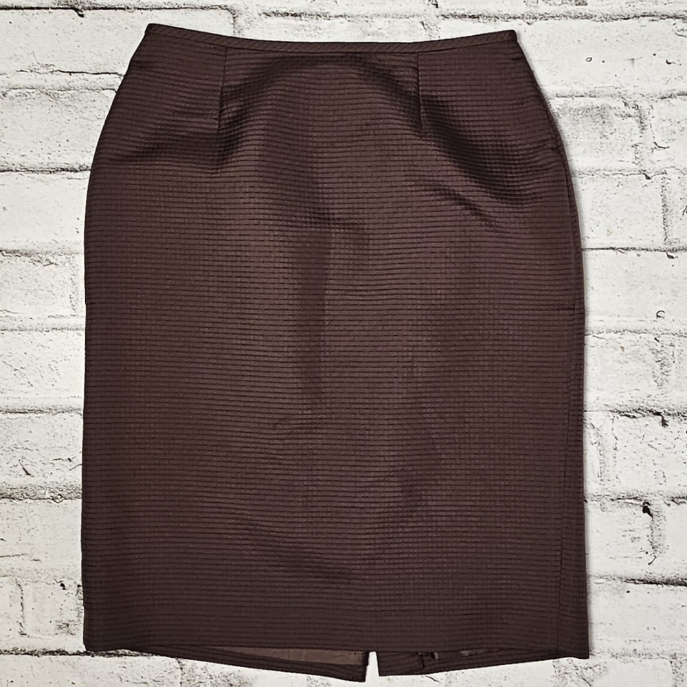 Liz Claiborne Womens Brown Pencil Skirt Size 4 Textured Midi Office Workwear